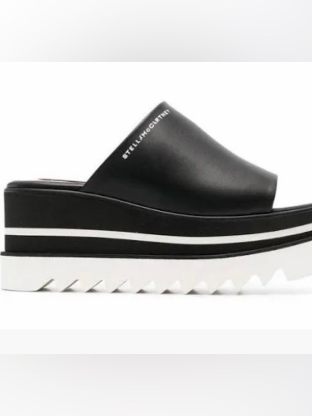 Stella McCartney Sneak-Elyse Platform Slides 37.5 US 7.5 Black White